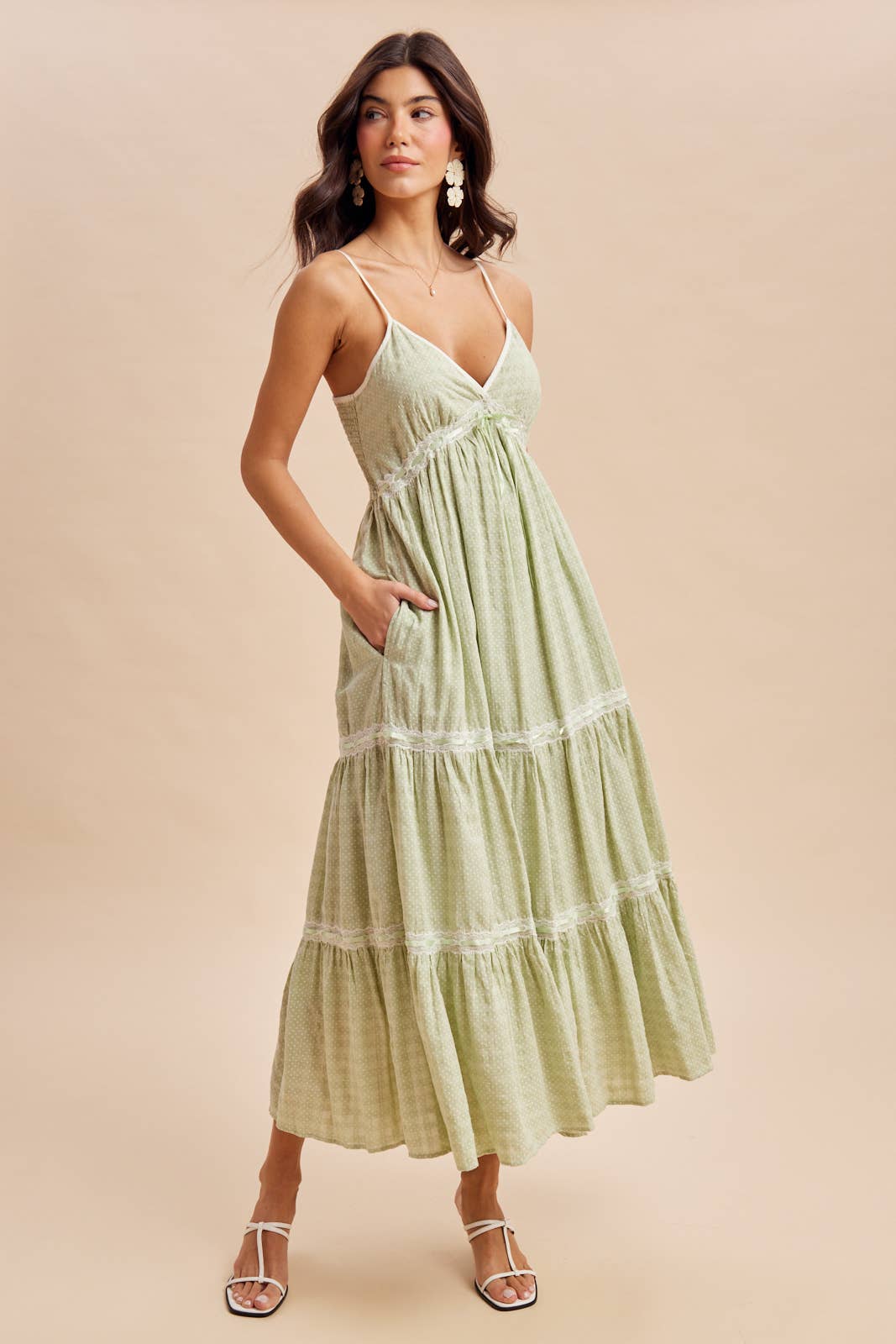 Spring Fling Dress-Cream & Sage Large