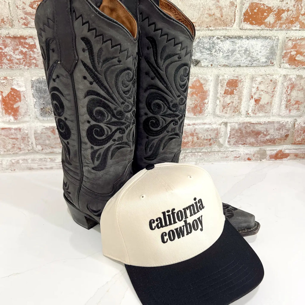 California Cowboy Trucker Hat- Black