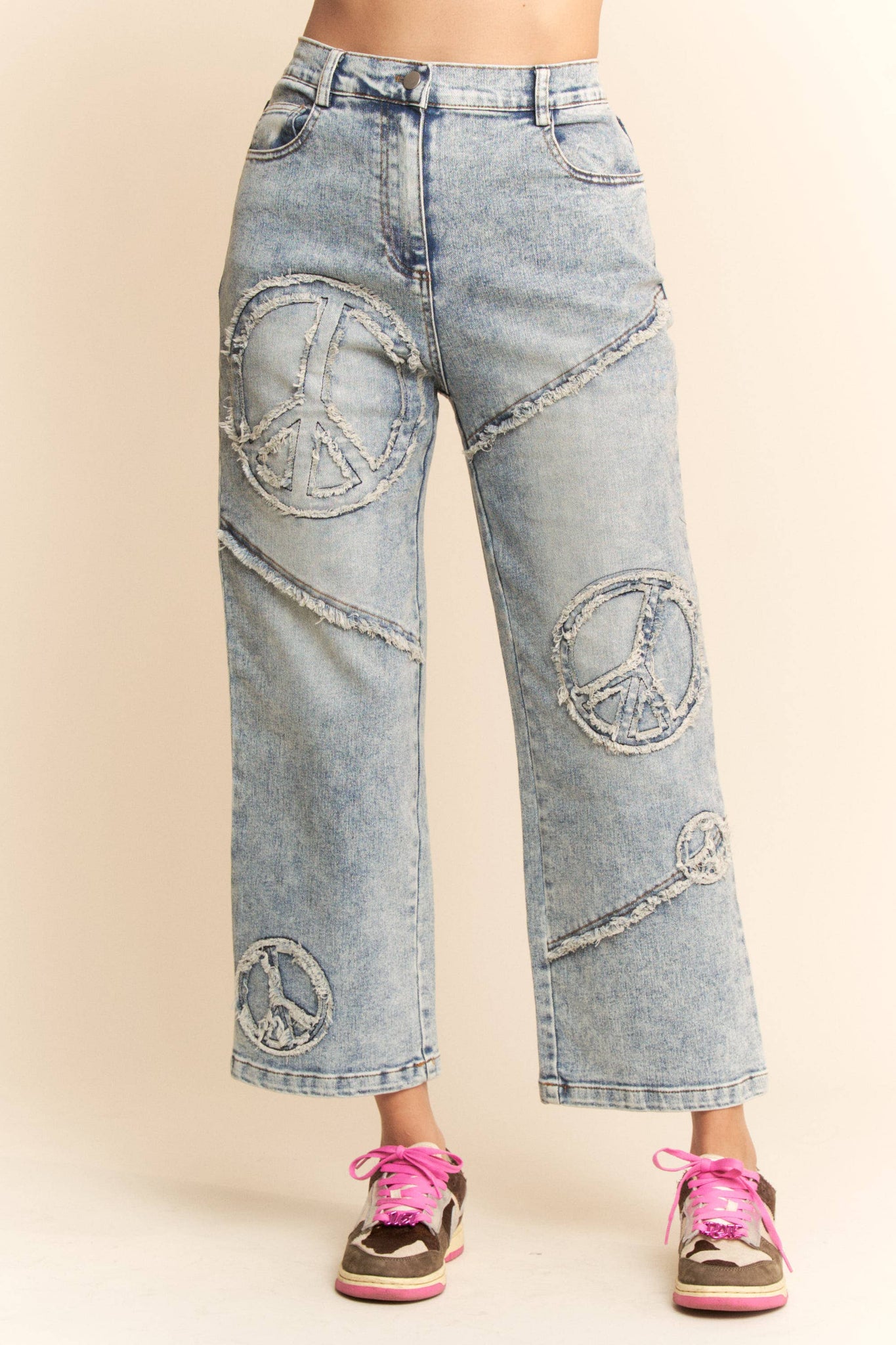 Peace Out Cropped Denim Jeans