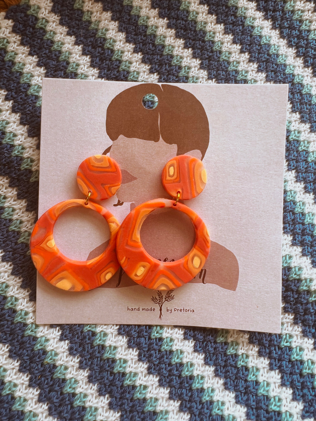 Retro Clay Earrings-Orange